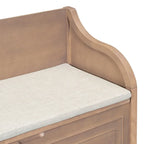 Banc de rangement rustique en bois massif pour entrée avec charnière de sécurité