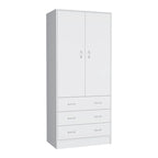 Grande Armoire Moderne à Deux Portes avec 3 Tiroirs et 1 Tringle pour Chambre à Coucher