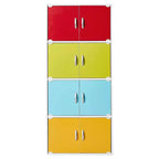 Hodedah HID44 Meuble de rangement multifonctionnel fermé à 8 portes pour la maison et le bureau, finition bois de hêtre
