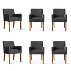Lot de 6 chaises de salle à manger capitonnées avec accoudoirs, fauteuils modernes en lin avec pieds en bois, chaises d'appoint pour salle à manger, salon – Panipeachy