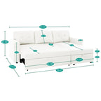 Canapé d'angle réversible convertible avec lit gigogne, méridienne de rangement et pieds durables