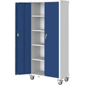 Armoire de rangement en acier de 180 cm avec portes verrouillables et 4 étagères réglables, meuble métallique robuste pour abri de voiture/bureau/garde-manger, conception antirouille