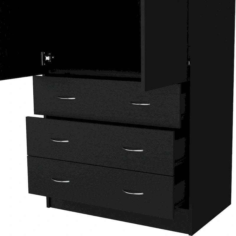 Grande Armoire Moderne à Deux Portes avec 3 Tiroirs et 1 Tringle pour Chambre à Coucher