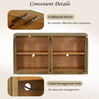 Buffet de rangement 4 portes avec portes vitrées, meuble arqué avec étagères réglables pour la cuisine