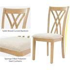 Ensemble de salle à manger Zevemomo 7 pièces en bois massif avec 6 chaises rembourrées, ensemble table et chaises compact pour salle à manger, cuisine, couleur bois naturel