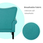 Fauteuil d'appoint moderne Erommy, fauteuil à dossier haut, canapé simple en tissu rembourré avec boutons et pieds en bois pour salon