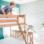 Lit superposé Max & Lily en bois massif, jumeau sur plein avec tiroir-gigogne de rangement et échelle pour enfants