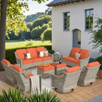 Ensemble de conversation de jardin 9 pièces XIZZI avec fauteuil pivotant