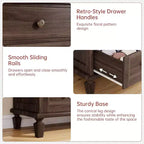Commode à 8 tiroirs pour chambre à coucher, meuble TV vintage de 59 po avec poignées sculptées et pieds fuselés, commode en bois avec grande capacité de rangement