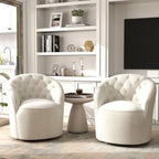Fauteuil baril pivotant à 360 degrés SEYNAR moderne en velours avec dossier capitonné, lot de 2