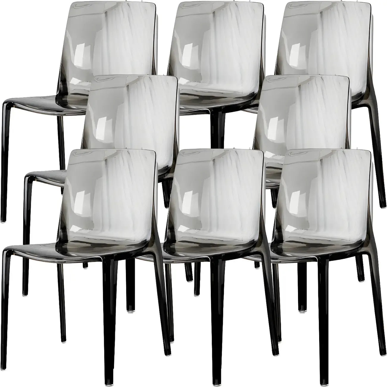 Chaise de salle à manger sans accoudoirs à dossier bas en acrylique ambre