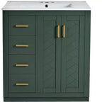 Meuble-lavabo de salle de bain à évier simple de 76 cm avec armoire et 3 tiroirs – Noir / Bleu / Vert / Indigo / Blanc