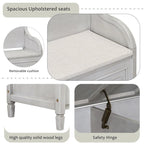 Banc de rangement rustique en bois massif pour entrée avec charnière de sécurité