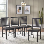 Lot de 4 chaises de salle à manger à barreaux en bois massif, cadre robuste, design classique, montage facile