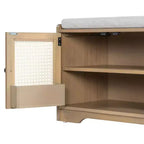 Banc de rangement rustique en bois Whisen, banc à chaussures d'entrée avec coussin amovible, étagères réglables