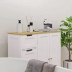 Meuble bas de salle de bain HOMCOM avec étagère réglable, meuble de rangement de salle de bain autoportant avec 4 tiroirs et 2 portes, blanc