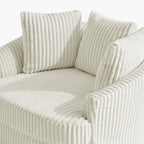 Lot de 2 fauteuils pivotants ronds surdimensionnés en velours côtelé moelleux de 43 po de large avec oreillers