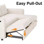 Canapé-lit convertible 2-en-1 avec méridienne de rangement, canapé d'angle en chenille avec ports USB pour salon