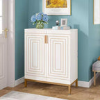 Meuble à Chaussures pour 20 Paires, Armoire de Rangement Moderne à 6 Niveaux avec Portes, Organisateur d'Entrée Autonome, Blanc et Or