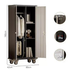 Armoire de rangement de garage avec roues et panneau perforé, armoire de rangement métallique verrouillable de 72 po de hauteur avec 2 portes et 4 étagères réglables pour atelier de garage