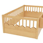 Lit d'enfant Bellemave avec clôture rehaussée et étagère, cadre de lit Montessori double en bois pour filles et garçons
