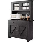 Armoire de cuisine avec support pour micro-ondes, armoire de type « hutch » avec buffet et étagères réglables, pour la cuisine et la salle à manger