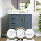 Meuble-lavabo de salle de bain à évier simple de 76 cm avec armoire et 3 tiroirs – Noir / Bleu / Vert / Indigo / Blanc