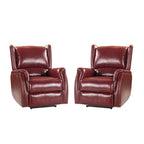 Fauteuil inclinable électrique en cuir véritable avec port USB – Ensemble de 2 fauteuils à oreilles cloutés