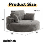 Fauteuil pivotant simple en velours côtelé et chenille avec rembourrage en mousse