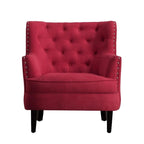 Moser Bay Mignon Fauteuil d'appoint à oreilles capitonné large de 76 cm en velours et lin