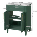 Meuble-lavabo de 24 po avec évier en céramique, armoire Shaker, 2 portes à fermeture amortie, cadre en bois massif pour petite salle de bain ou salle d'eau