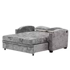 61.6 Canapé-lit convertible moderne en chenille avec ports USB, porte-gobelets et dossier réglable pour salon, appartement