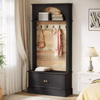 Lantine 70.86 Meuble d'entrée avec banc, rangement d'entrée 4-en-1 : porte-manteau, étagère à chaussures, banc de vestiaire pour couloir