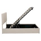 Lit plateforme rembourré Queen avec système de rangement hydraulique - Beige