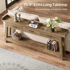 Table de canapé à 2 niveaux Lantine avec 3 tiroirs, console de 180 cm avec chicane surélevée et étagères de rangement pour salon, couloir, entrée