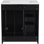 Meuble-lavabo de salle de bain à évier simple de 76 cm avec armoire et 3 tiroirs – Noir / Bleu / Vert / Indigo / Blanc