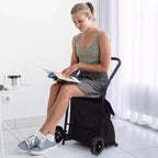 Chariot de transport pliable 2-en-1 Acekool avec sac étanche amovible, coussin d'assise épais et poignée antidérapante réglable, noir