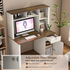 Bureau informatique moderne de 130 cm avec huche et étagère, bureau avec grand rangement, bureau d'écriture pour l'étude, salle de lecture
