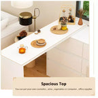 Desserte de buffet intelligente rotative/extensible avec 6 tiroirs, plan de travail étendu, tapis antidérapant, table à manger rotative, îlot de cuisine/garde-manger