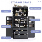 Garde-manger de cuisine autoportant 77H, armoire de rangement de style ferme avec étagères réglables, étagères de porte, tiroirs et casiers à vin - ModernLuxe