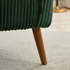 Canapé 2 places en tissu côtelé avec pieds en bois de noyer