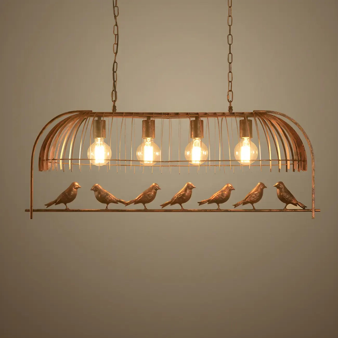 Suspension îlot de cuisine industrielle en métal en forme de cage à oiseaux