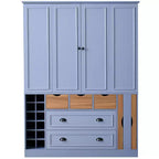 Garde-manger de cuisine autoportant Whisen de 180 cm de haut, grand buffet de salle à manger avec 4 portes pliantes, étagères, porte-bouteilles