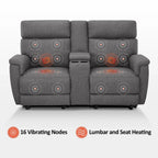 Canapé inclinable électrique MCombo 60,2 po avec massage et double chauffage, appuie-tête réglable, ports USB et Type C, tissu