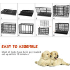 BOSSIN Cage pour Chien Robuste Indestructible 48/38 Pouces, Niche Anti-Évasion avec Roues Verrouillables