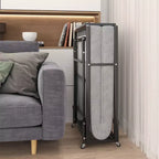 Lit pliant avec matelas, Lits d'appoint portables avec 4 roulettes, Matelas en mousse et cadre en métal, Lit pliant compact de taille berceau