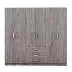 Armoire 6 portes en bois avec tiroirs pour chambre à coucher