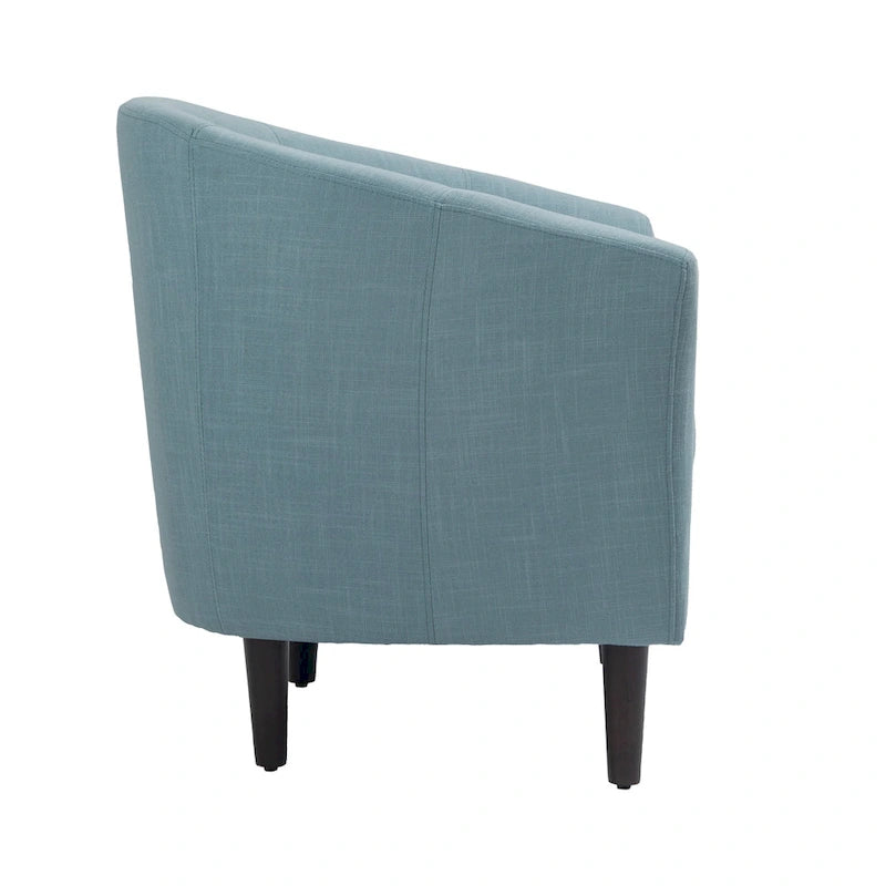 2 fauteuils club modernes en lin avec accoudoirs ronds