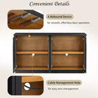 Buffet de rangement 4 portes avec portes vitrées, meuble arqué avec étagères réglables pour la cuisine