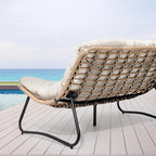 Causeuse double Papasan avec coussin, rotin PE tout temps et cadre en métal pour l'intérieur et l'extérieur